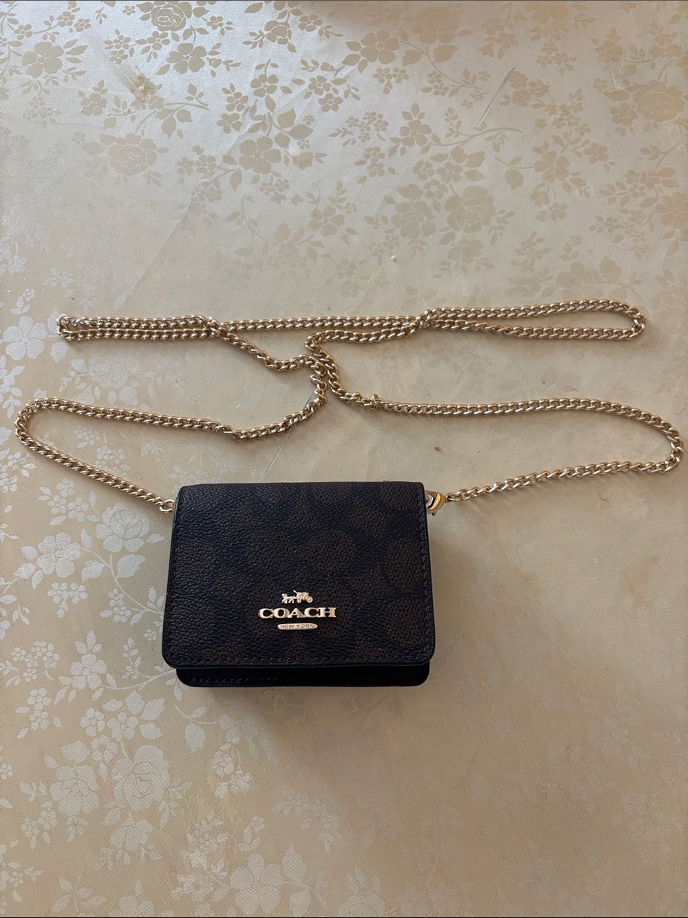 Coach Black Signature Crossbody with Gold Chain Strap